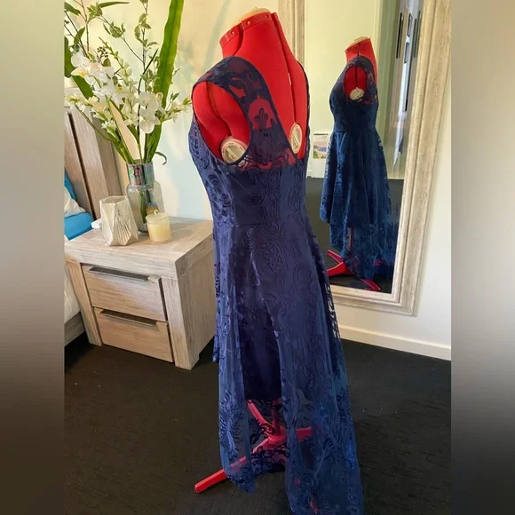 Pilgrim - Size 12 Stunning Navy Blue high low lace gown Also selling size 8 NWT - Picture 7 of 11